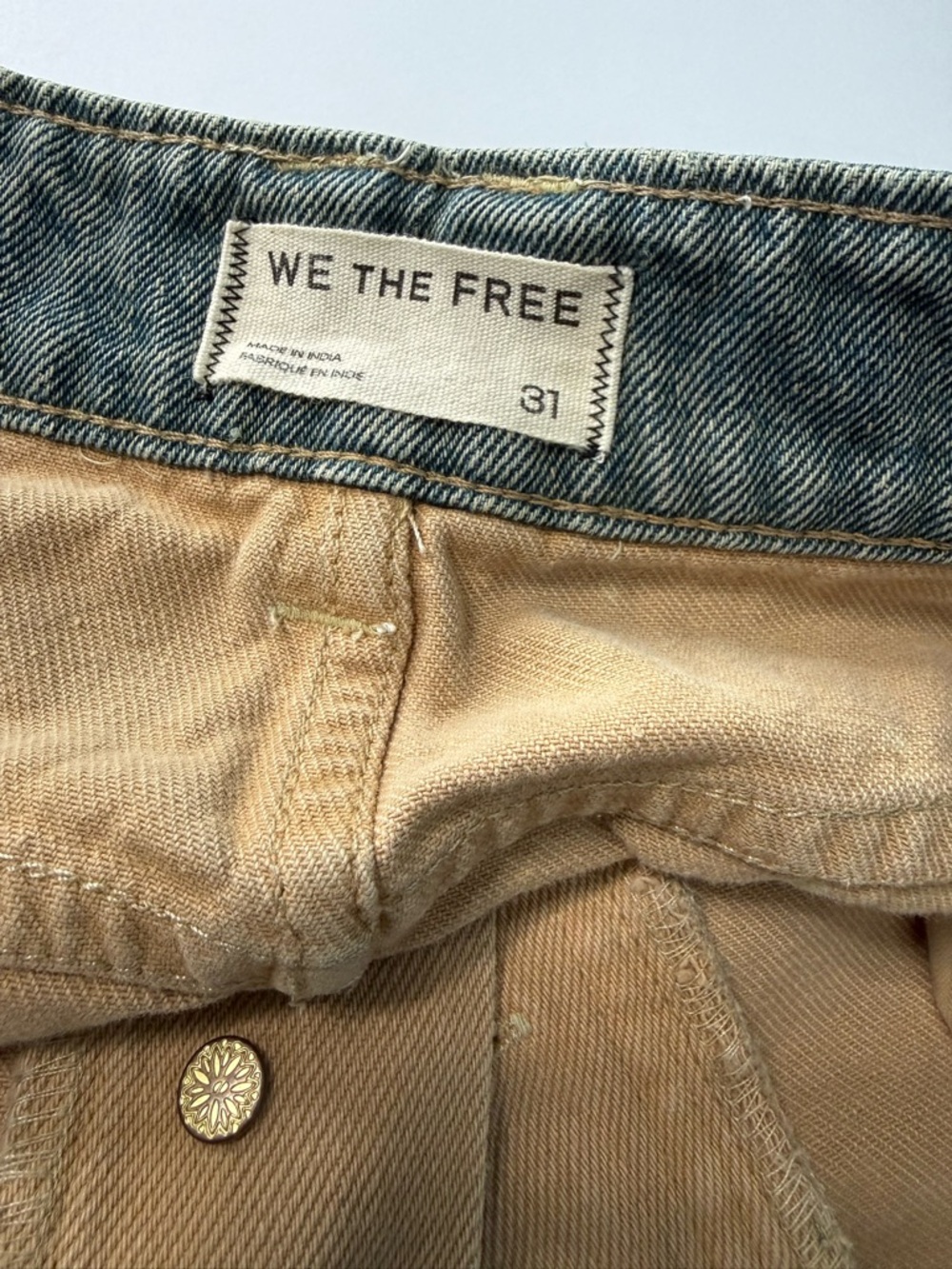 Free People Beige Wide-Leg Embroidered Pants with Red & Yellow Accents - Picture 8 of 16